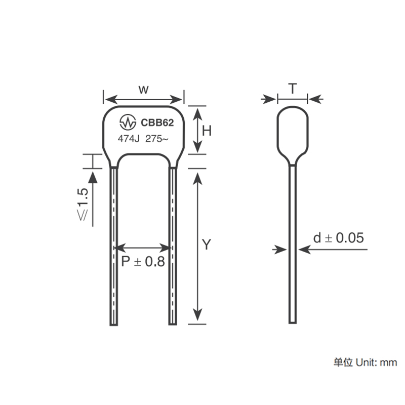 Tụ điện xoay chiều màng Polypropylen kim loại dòng CBB62