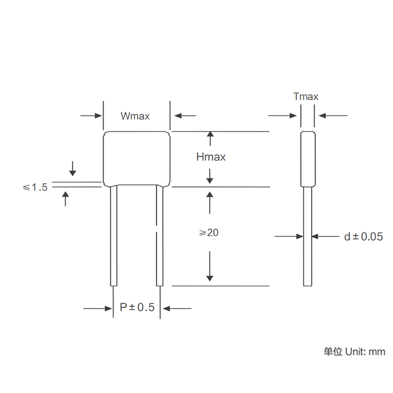 Tụ điện màng polyester kim loại hóa dòng CL21X (Sub-Miniature)