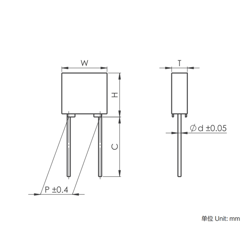 Tụ điện màng polyester kim loại hóa MKT21B (Phiên bản xếp chồng)